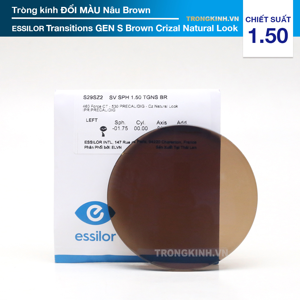 Tròng kính Essilor EssilorTransitionsGenSBrownCrizalNaturalLook 1.50