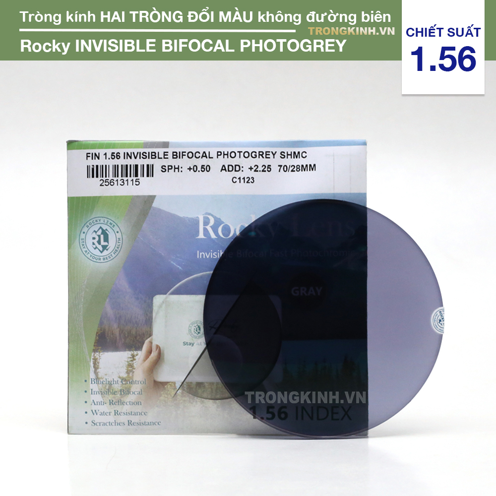 Tròng kính Rocky Lens RockyINVISIBLEBIFOCALPHOTOGREY 1.56