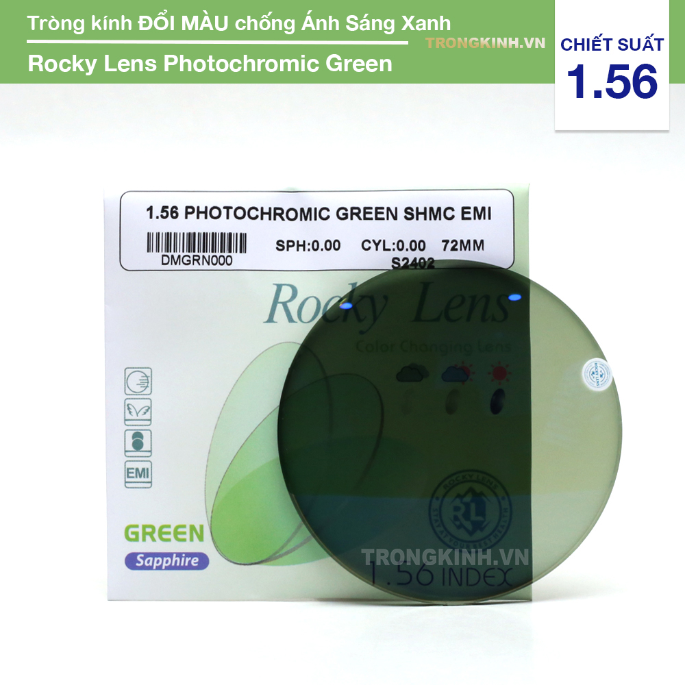Tròng kính Rocky Lens RockyTrendyPhotochromicGreen 1.56