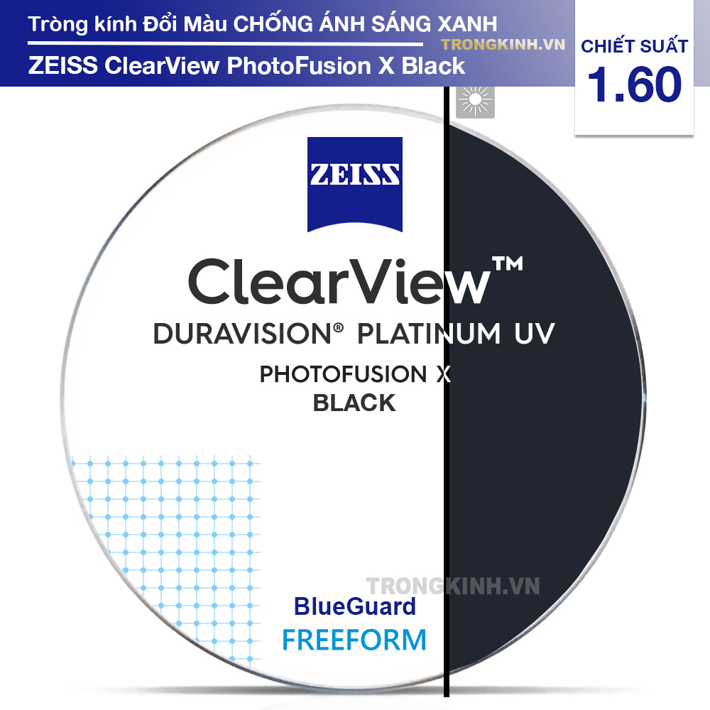 Tròng kính ZEISS PhotoFusionXExtraBlack 1.60